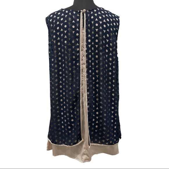 𝅺eshakti Navy And Tan Circle Cut Out Sleeveless Fly Away Top Sz 2X-20W - Picture 7 of 14